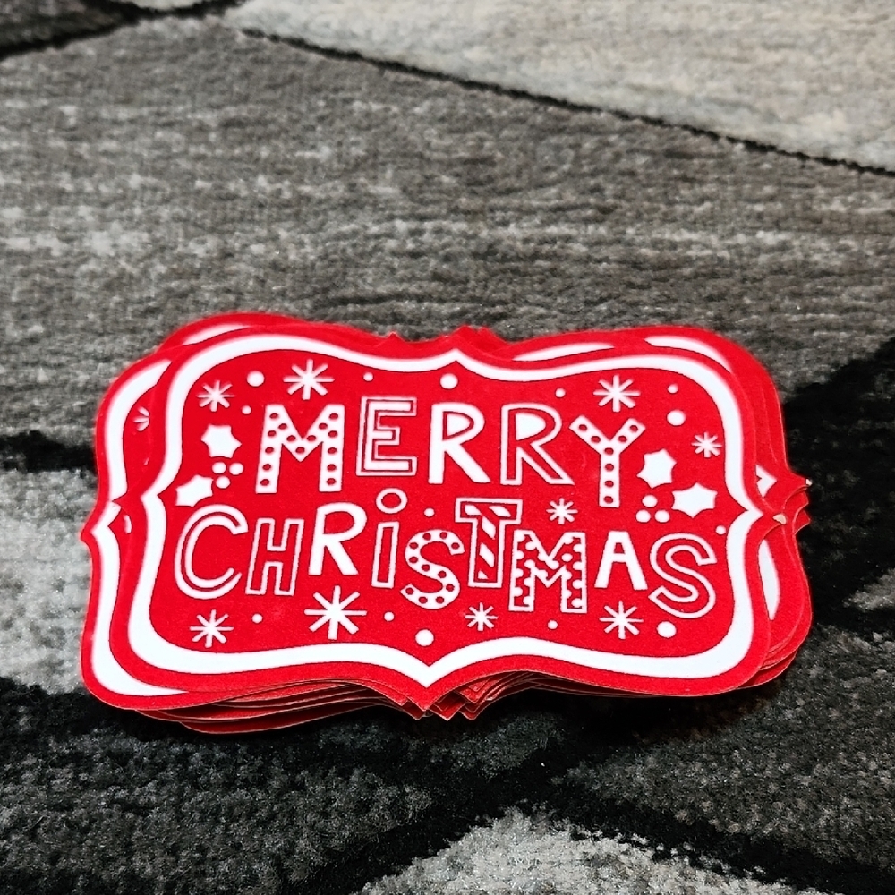 MERRY CHRISTMAS DIE CUT RED & WHITE VELVET PAPER DECORATIONS 23 PIECE